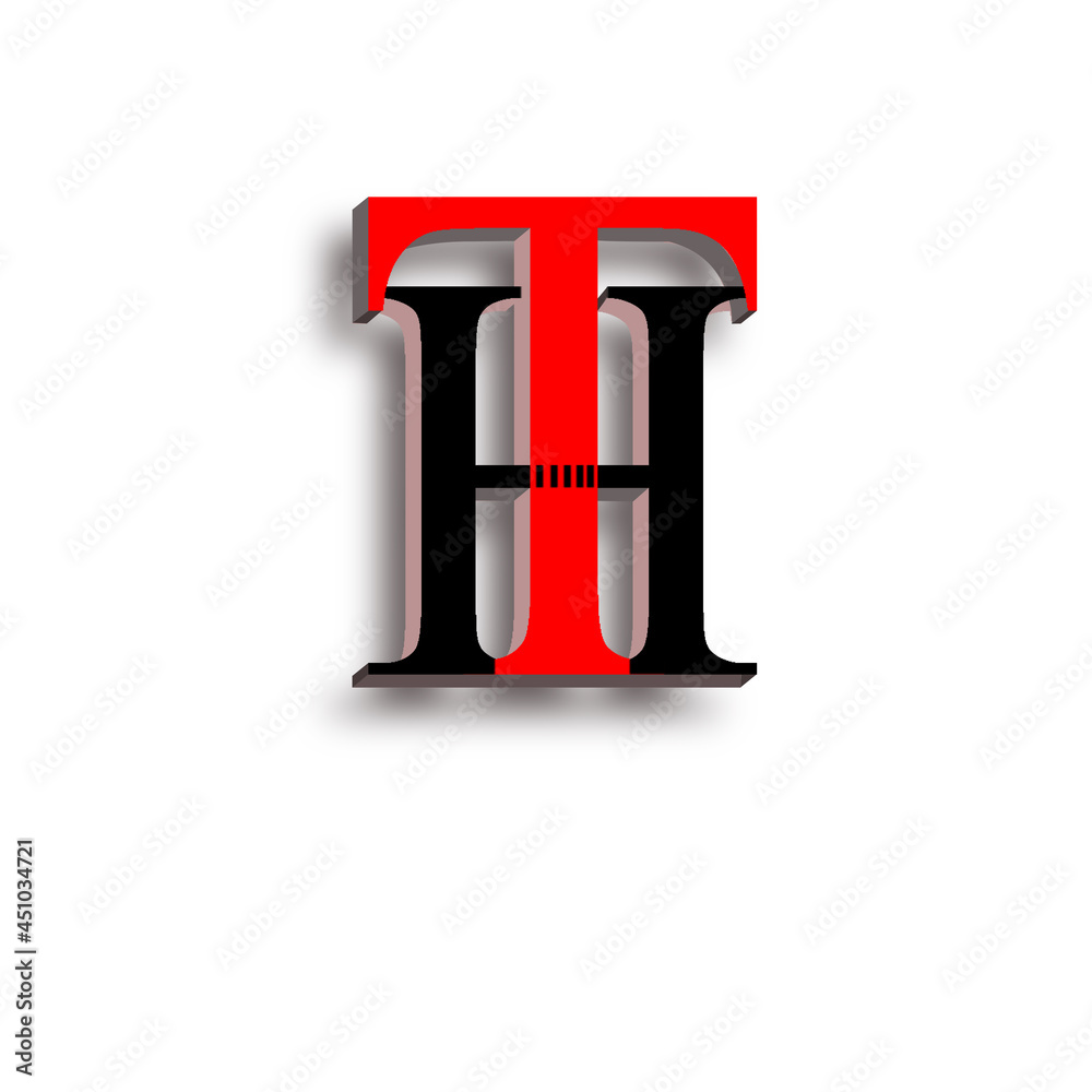 HT, TH letter logo 3d