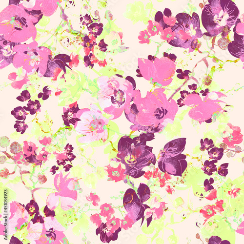 Seamless beautiful print of watercolor flowers. Beautiful print for decoration of textiles and design. Light pastel background!