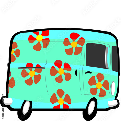 Kombi vw bus flowers