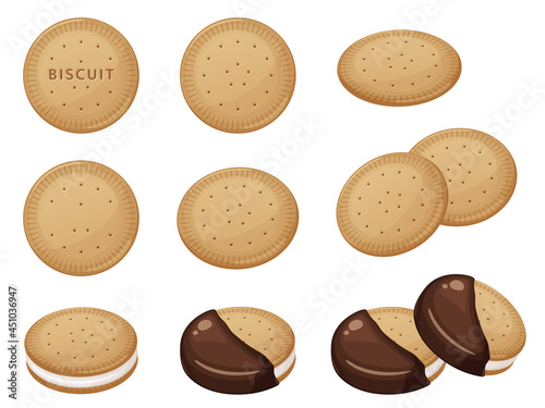 ビスケットのイラスト素材セット_マシュマロ_チョコレート