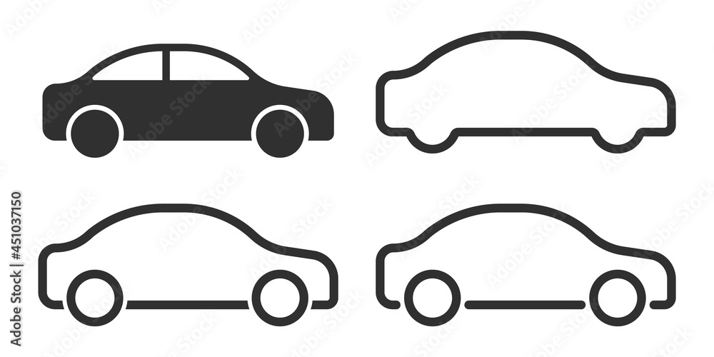 Car icon set in linear style. Transport symbol. Vector illustration. - obrazy, fototapety, plakaty 