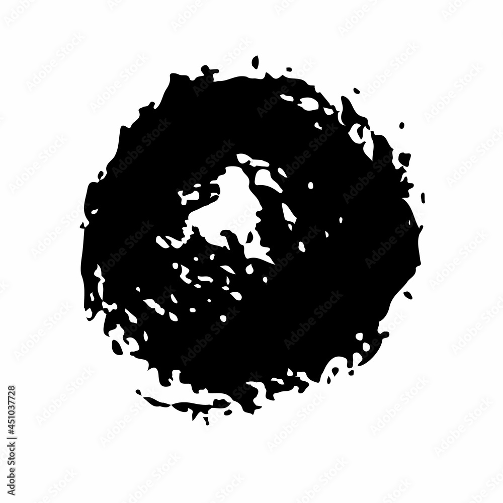 Circle Vector Abstract Round Grunge Brush Hand Drawn Texture in Black Color Sketch Simple Pattern isolated on White Background Grange Doodle Shape