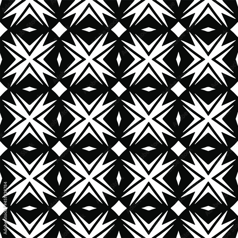 Seamless vector pattern in geometric ornamental style. Black and white pattern.
