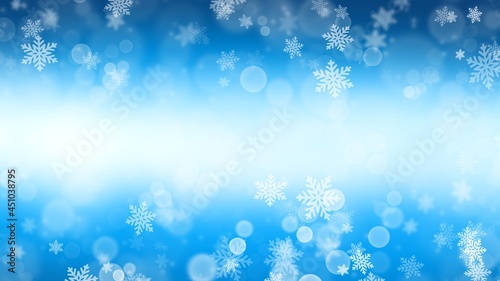 Abstract christmas background with snowflake and light bokeh  wallpaper illustration
