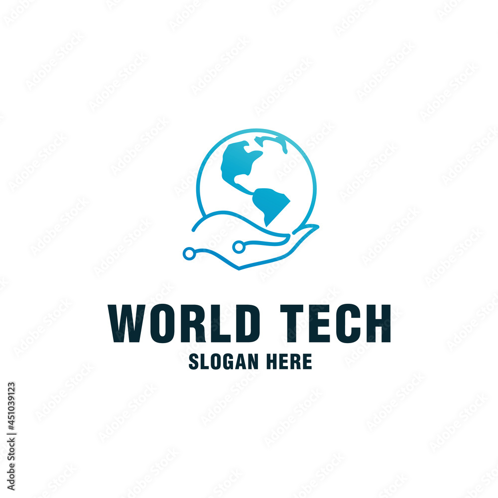 World technology care logo template on modern style 