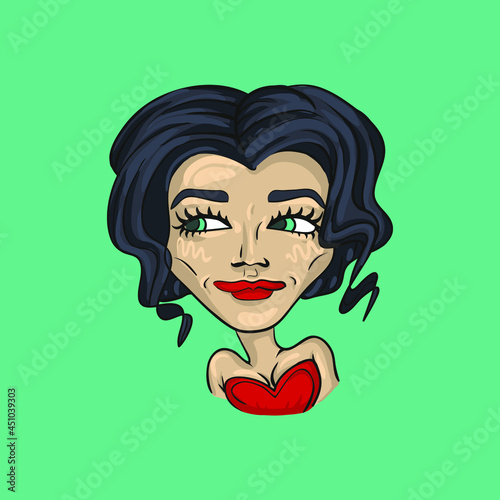 flirtatious girl in a red dress