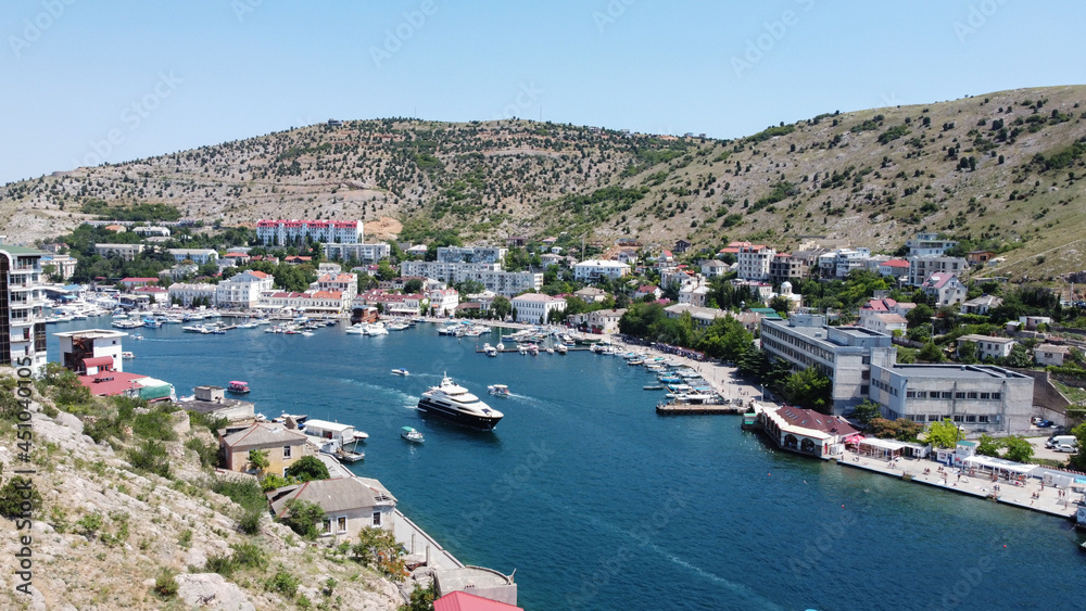 Crimea, Balaklava Harbor aerial view