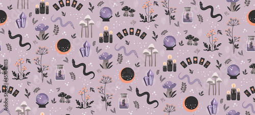 pastel witchcraft seamless vector pattern