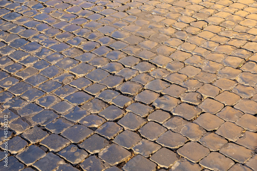Photography background of old cobble stone street