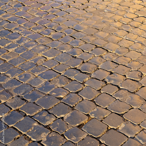 Canvas Print background of old cobble stone street
