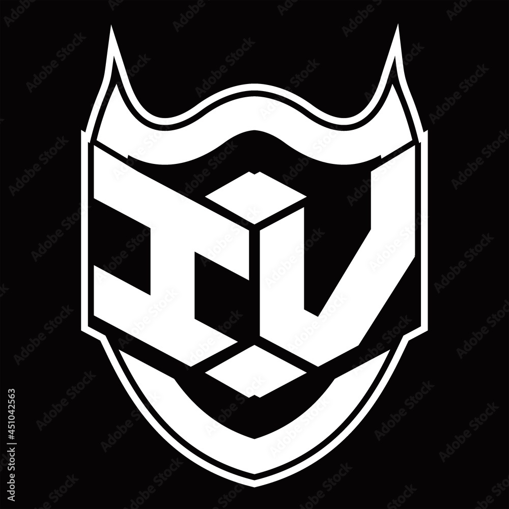 IV Logo monogram design isolated with shield shape design template IV Logo monogram design isolated with shield shape design template