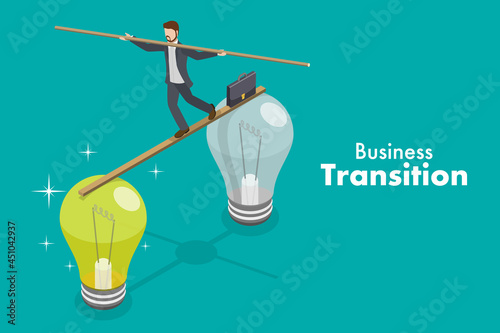 3D Isometric Flat Vector Conceptual Illustration of Business Transition, Technological Change