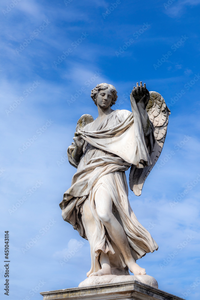 statue at Aelian bridge also known unter name bridge of the holy angels which lead to the castel sant' Angelo, the castle of the holy angel statue at Aelian bridge also known unter name bridge of the holy angels which lead to the castel sant' Angelo, the castle of the holy angel