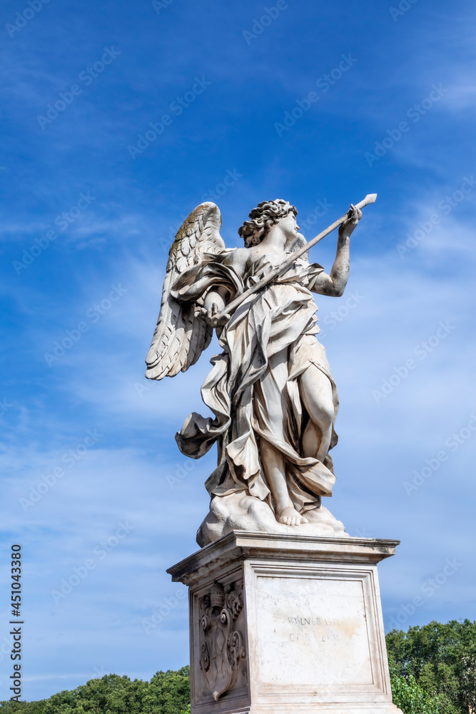 statue at Aelian bridge also known unter name bridge of the holy angels which lead to the castel sant' Angelo, the castle of the holy angel