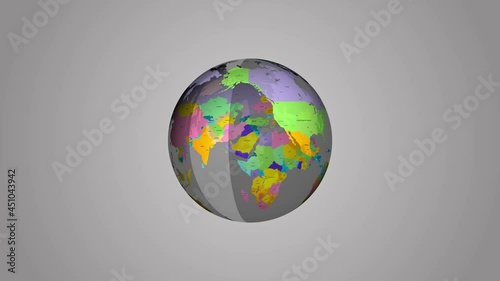 Stock viabstract colorful world map.Planet Earth spinning isolated on white background. 4K high definition video. photo