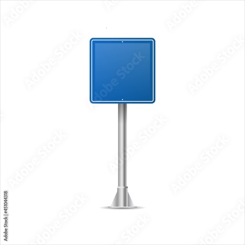 Realistic Blue street and road signs. City illustration vector. Street traffic sign mockup isolated, signboard or signpost direction mock up image