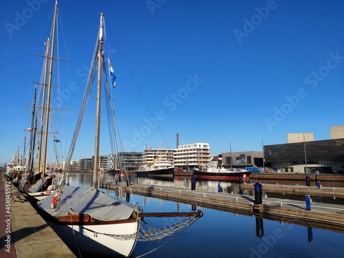Sailboats in a North Sea (Nordsee) port of Bremerhaven, Bremen, Germany