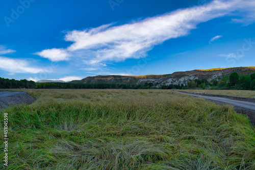 landscape of rice fields in calasparra, murcia.
