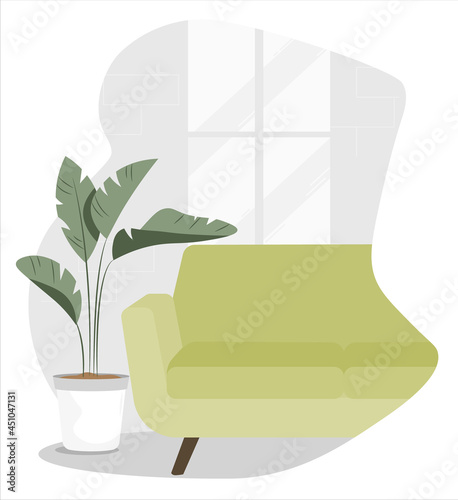 Room part design illustration. The interior of the apartament. Flat vector illustration
