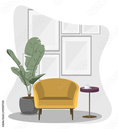 Room part design illustration. The interior of the apartament. Flat vector illustration