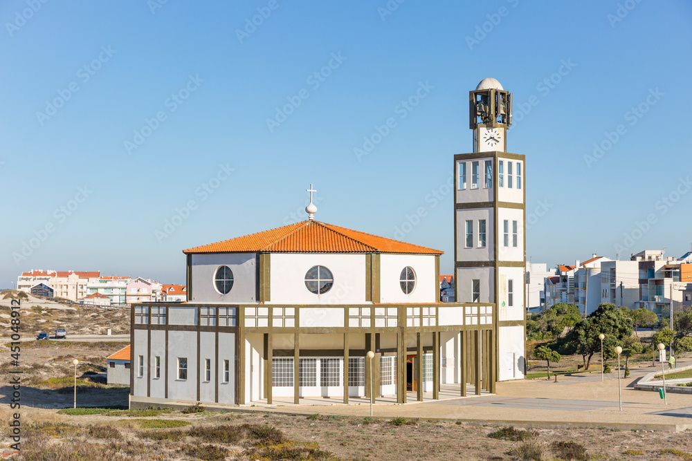 parish church of Our Lady of Health at Costa Nova do Prado, Gafanha da Encarnacao, Municipality of Ilhavo, district of Aveiro, Portugal