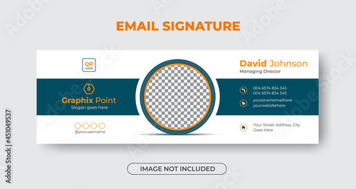Modern business email signature template design or email footer and personal social media cover Premium Vector ads