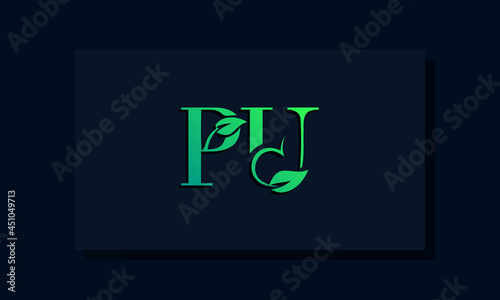 Minimal leaf style Initial PU logo