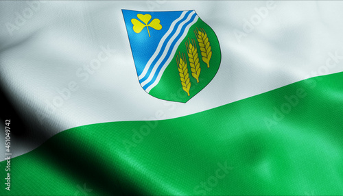 3D Waving Estonia county Flag of Jogeva Closeup View photo