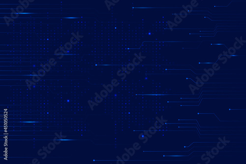 Blue Data Technology Background With Circuit Lines
