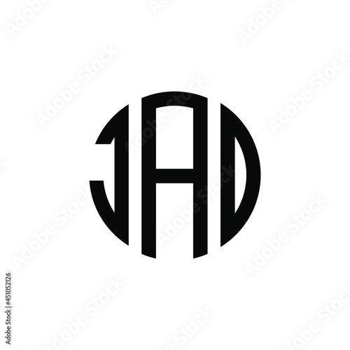 JAD letter logo design. JAD modern letter logo with black background. JAD creative letter logo. simple and modern letter JAD logo template, JAD circle letter logo design with circle shape. JAD 