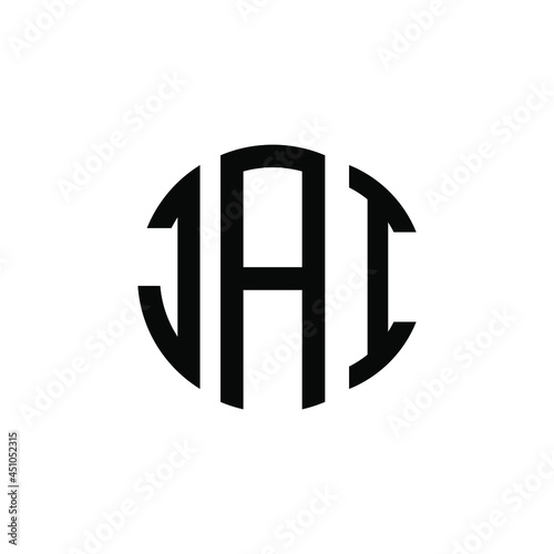 JAI letter logo design. JAI modern letter logo with black background. JAI creative  letter logo. simple and modern letter JAI logo template, JAI circle letter logo design with circle shape. JAI  photo