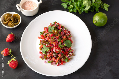 Strawberry salsa. Refreshing salad or appetizer, side dish or main course.