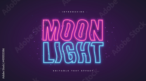 Wavy Moonlight Text with Glowing Neon Effect. Editable Text Style Effect