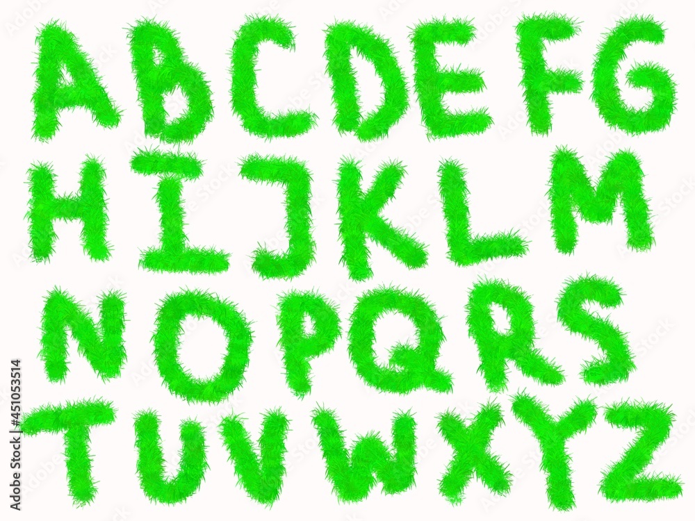 alphabet with grass on white background alphabet with grass on white background