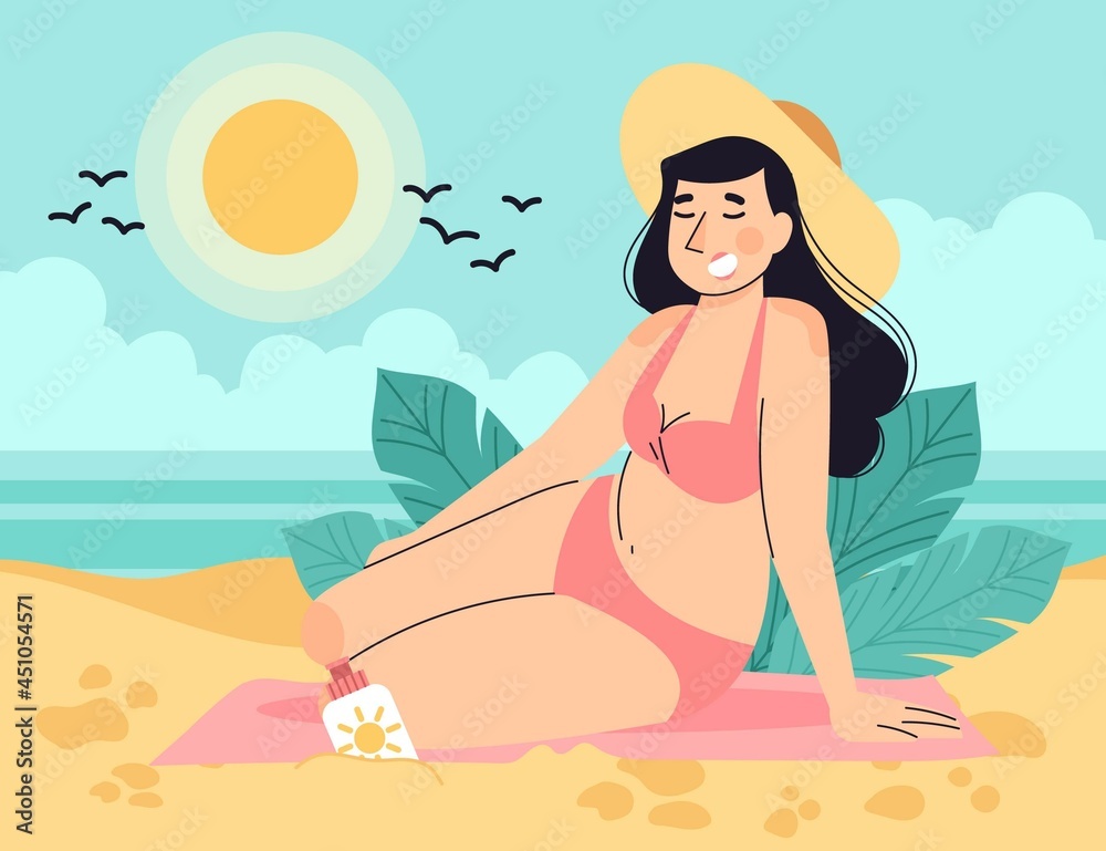 Girl Bikini Beach Illustration