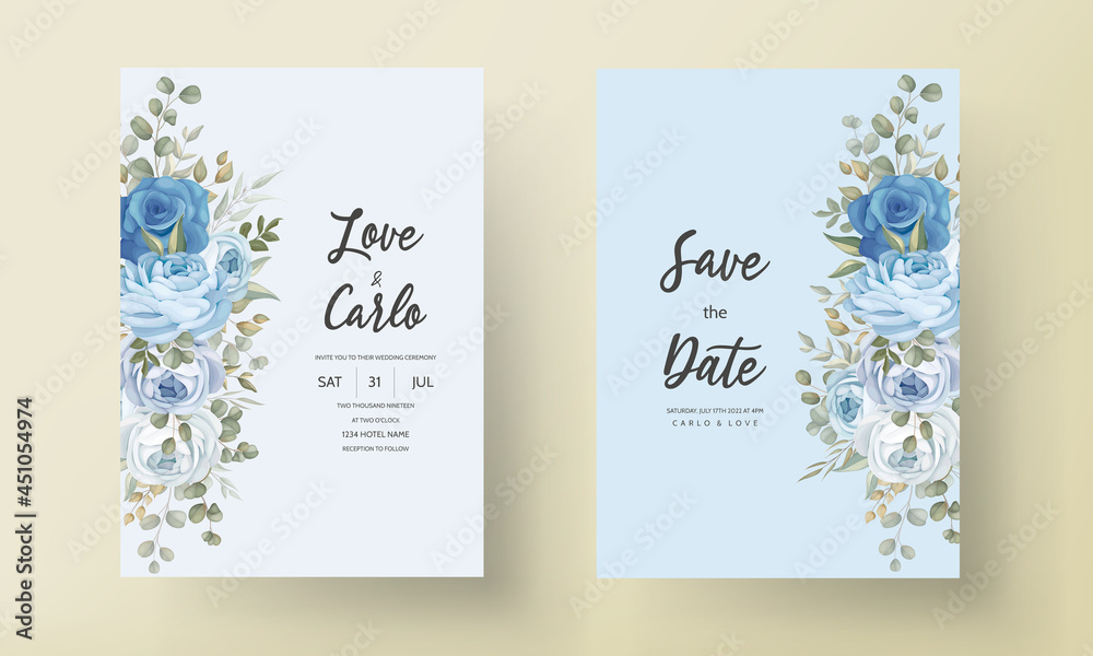 Hand Drawn Floral Wedding Invitation Card Template_4