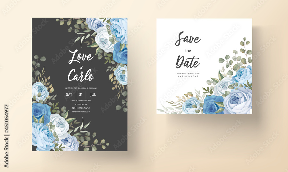 Hand Drawn Floral Wedding Invitation Card Template_3