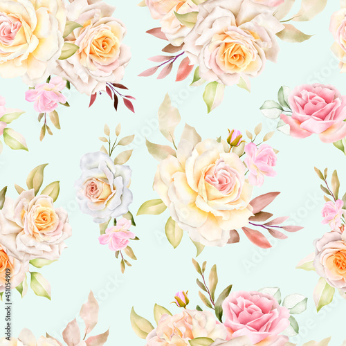 Hand Drawn Watercolor Floral Seamless Pattern_5