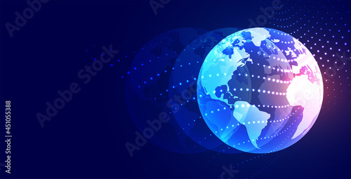 Illuminated Earth With Particles Flow Background