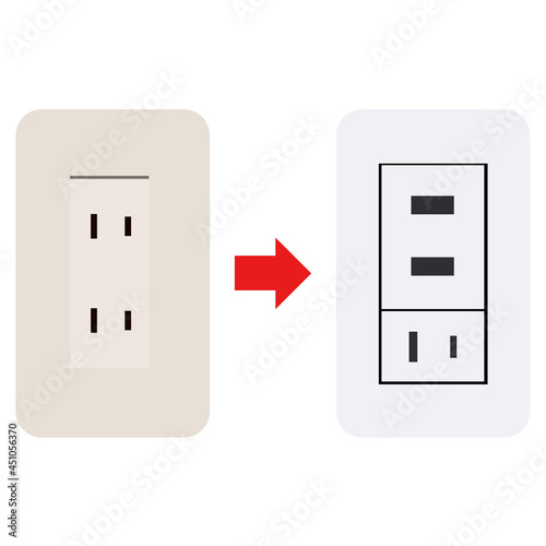 USBコンセント交換のイラスト素材　ベクター