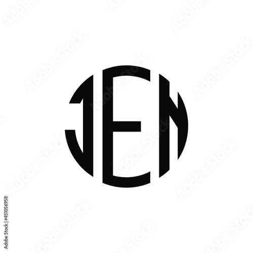JEN letter logo design. JEN modern letter logo with black background. JEN creative  letter logo. simple and modern letter JEN logo template, JEN circle letter logo design with circle shape. JEN  photo