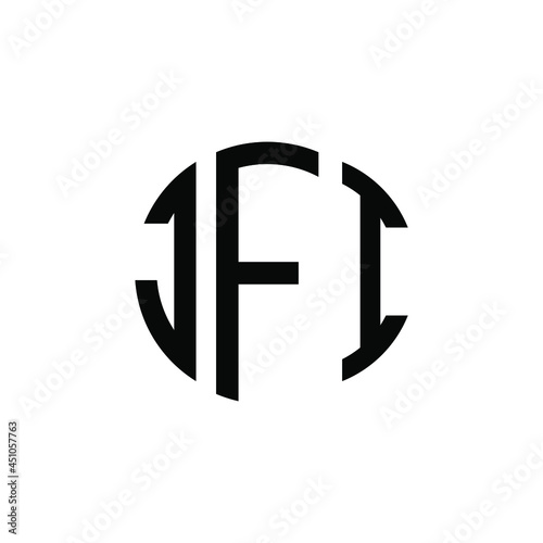 JFI letter logo design. JFI modern letter logo with black background. JFI creative  letter logo. simple and modern letter JFI logo template, JFI circle letter logo design with circle shape. JFI   photo