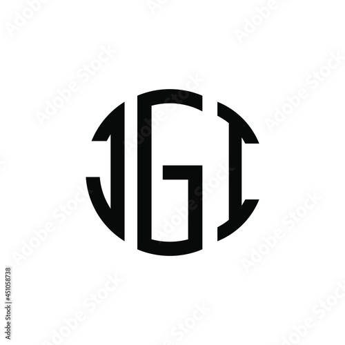 JGI letter logo design. JGI modern letter logo with black background. JGI creative  letter logo. simple and modern letter JGI logo template, JGI circle letter logo design with circle shape. JGI   photo