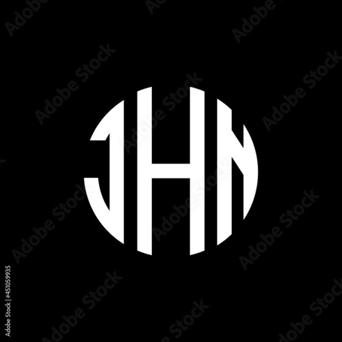 JHN letter logo design. JHN modern letter logo with black background. JHN creative  letter logo. simple and modern letter JHN logo template, JHN circle letter logo design with circle shape. JHN   photo