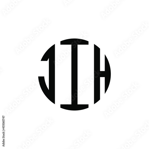 JIH letter logo design. JIH modern letter logo with black background. JIH creative  letter logo. simple and modern letter JIH logo template, JIH circle letter logo design with circle shape. JIH   photo