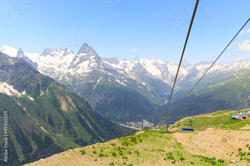 Dombay, mountainous territory, ski resort and nature reserve of the North Caucasus in Karachay-Cherkessia, Russia.