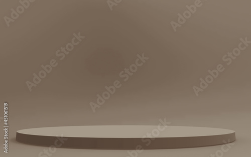 Abstract 3d brown color cylinder podium minimal studio background.