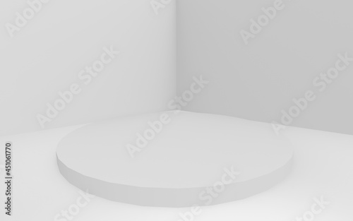 Abstract 3d gray white color cylinder podium minimal studio background.