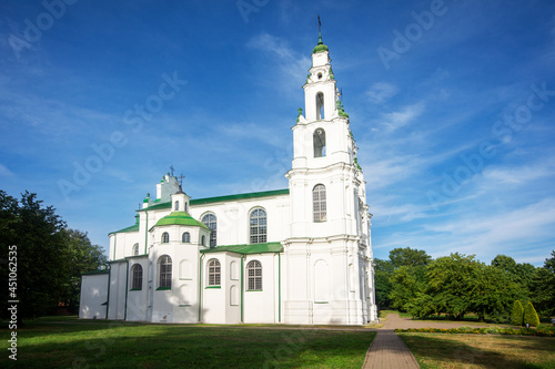 St. Sophia Orthodox Cathedral in Polotsk on a sunny summer day, Belarus. Historical monument. © lastfurianec