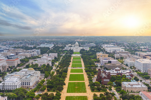 Aerial view of the United States Capitol Building in Washington, District of Columbia, USA